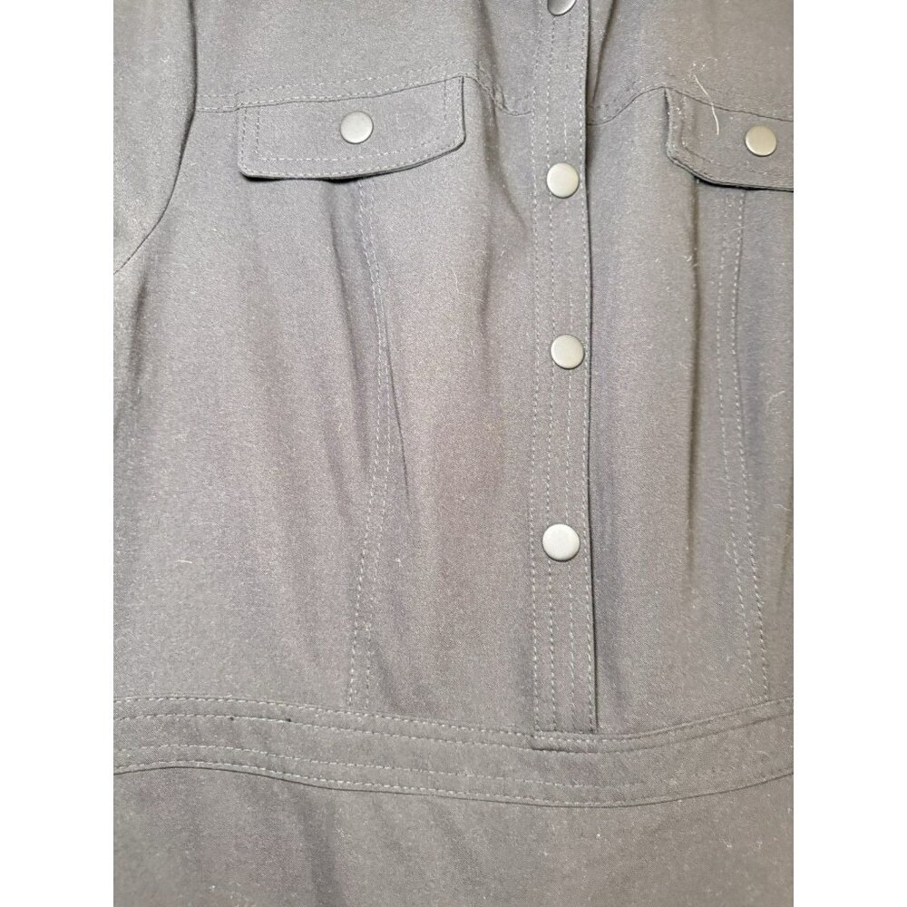 Next Black Utility Dress Size M Button Front Collared Mini Chic Minimal - Picture 4 of 6